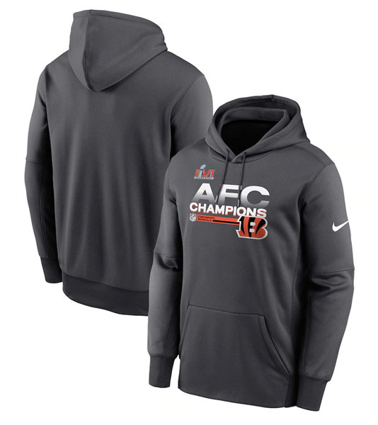 Men's Cincinnati Bengals 2022 Black AFC Champions Pullover Hoodie Men's Cincinnati Bengals 2022 Black AFC Champions Pullover Hoodie